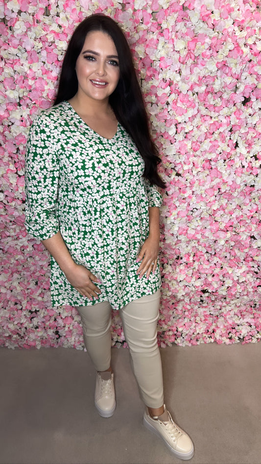 Niamh Green Floral Print Tunic